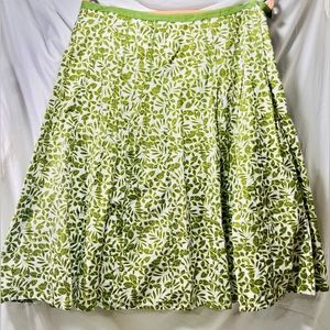 Liz Claiborne Green and White Floral A-Line Skirt